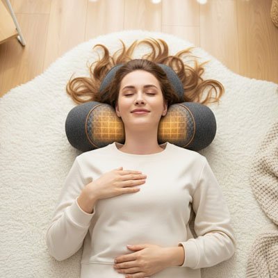 Masseur Cervical Chauffant Papillon Ergonomique 3 Modes | Massage, Traction & Chaleur pour Lit/Canapé - Beautybienetre.