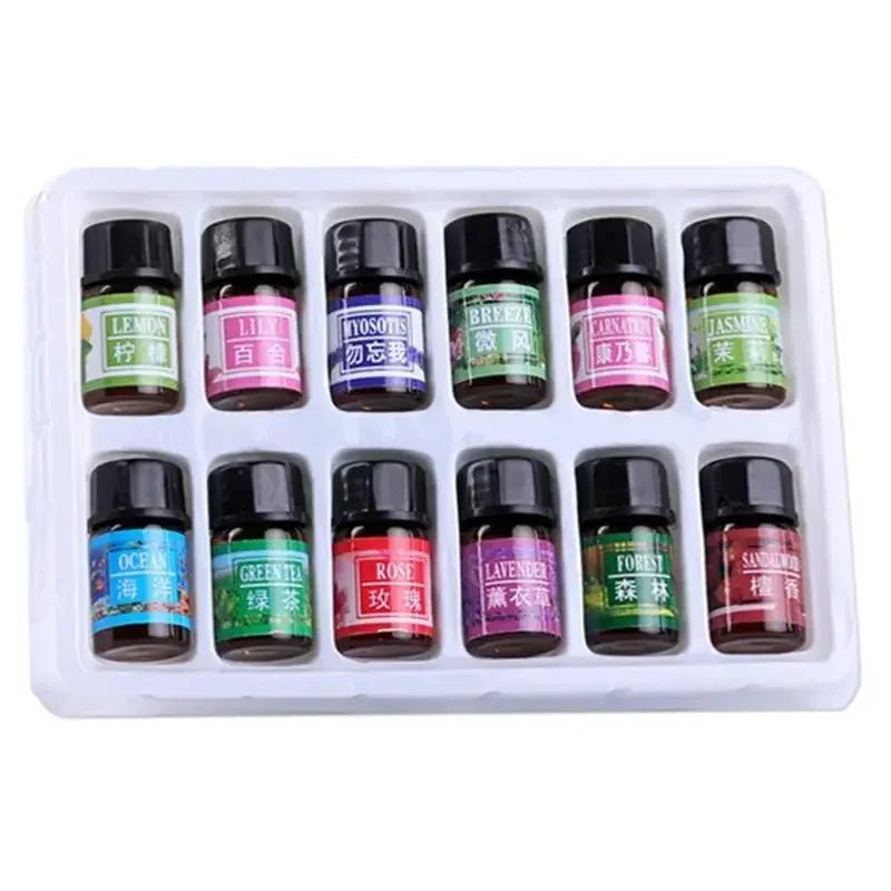 Coffret 12 Huiles Essentielles Aromatiques 3ml — Diffuseur & Humidificateur - Beautybienetre.