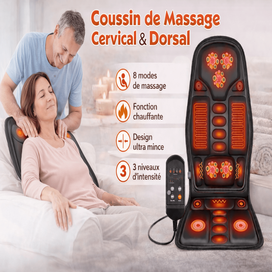 Coussin de Massage Électrique Cervical et Dorsal 8 Modes | Soulagement Ciblé et Relaxation - Beautybienetre.