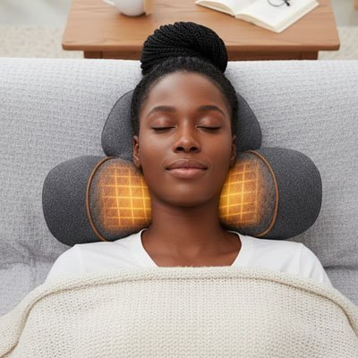 Masseur Cervical Chauffant Papillon Ergonomique 3 Modes | Massage, Traction & Chaleur pour Lit/Canapé - Beautybienetre.