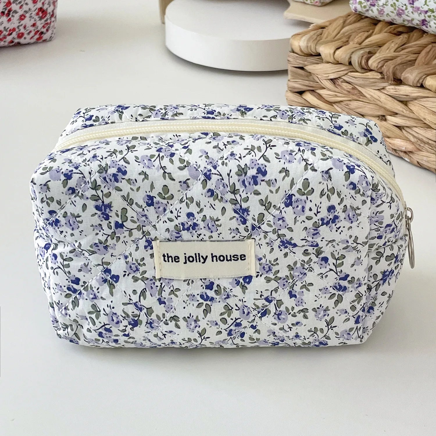 Mini Trousse Maquillage Matelassée Florale Compacte 15x8x10cm | Retouches Rapides Sac à Main 39g - Beautybienetre.