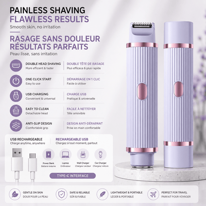 Tondeuse à cheveux électrique portable pour hommes et femmes, rasoir avec fonction d'épilation, 2 en 1 - Beautybienetre.