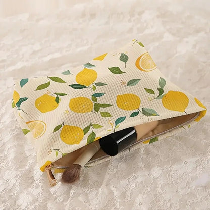 Trousse de Maquillage Velours Côtelé Floral | Rangement Léger et Multifonctionnel - Beautybienetre.