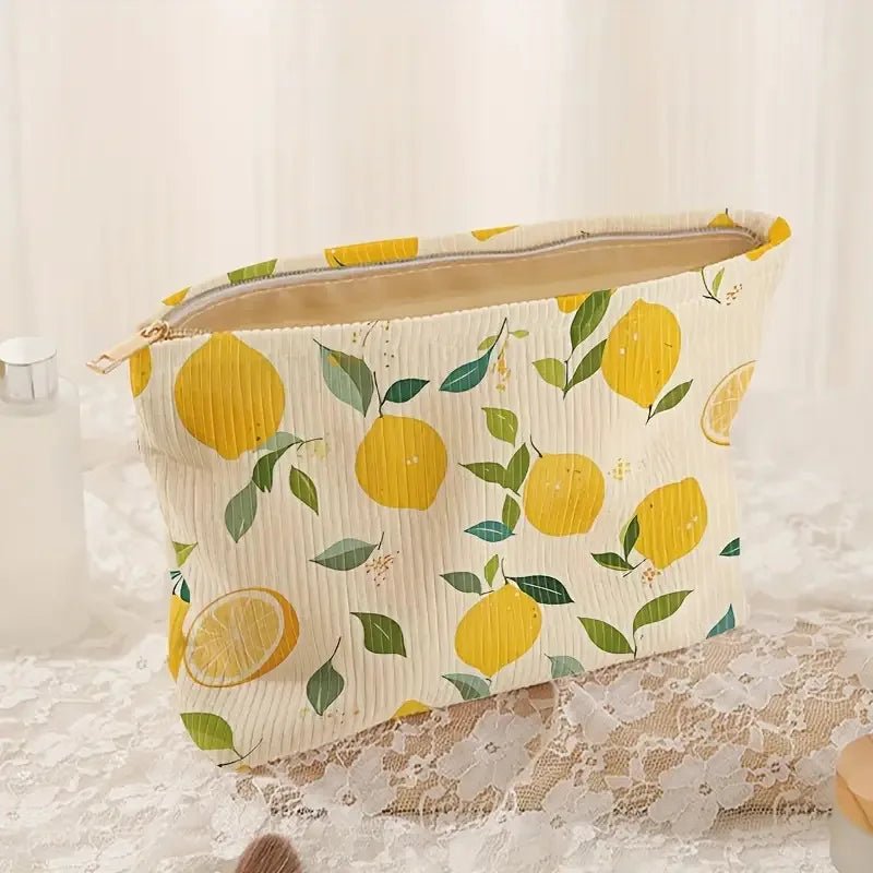 Trousse de Maquillage Velours Côtelé Floral | Rangement Léger et Multifonctionnel - Beautybienetre.