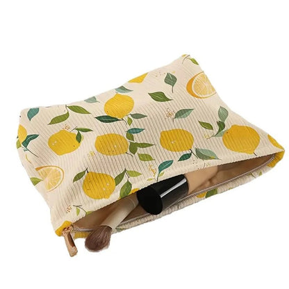 Trousse de Maquillage Velours Côtelé Floral | Rangement Léger et Multifonctionnel - Beautybienetre.